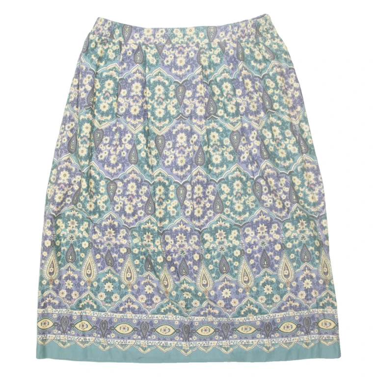 JANTZEN Womens A-Line Skirt Green Midi Crazy Pattern M