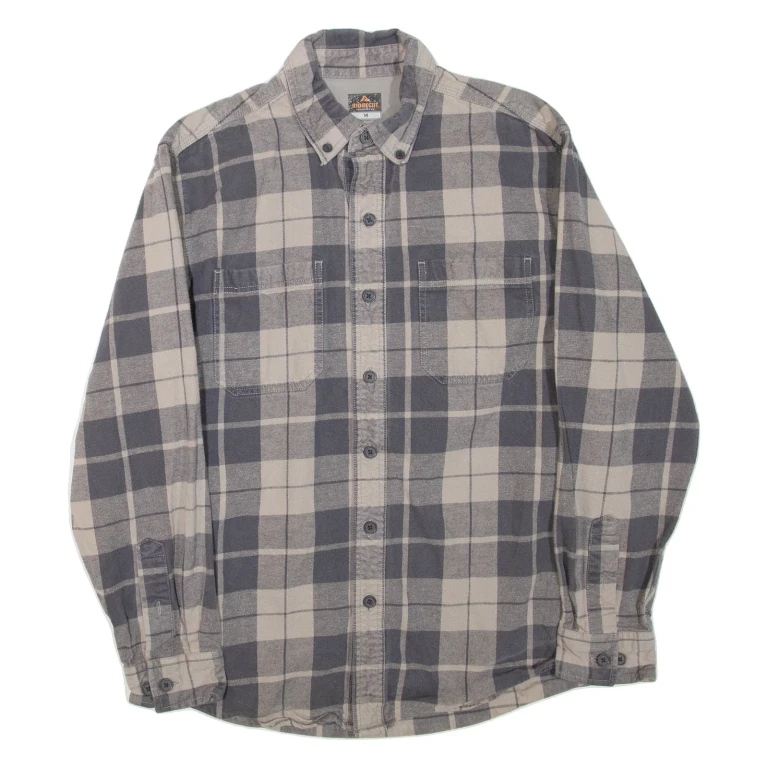 RIDGECUT Mens Shirt Grey Check Long Sleeve M