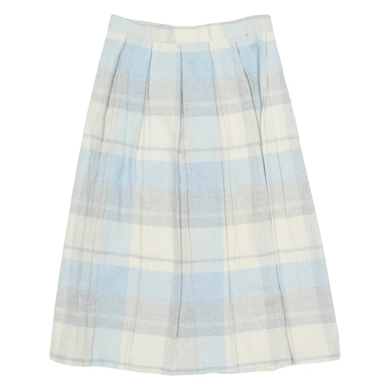 Womens Pleated Skirt Blue Midi Plaid M