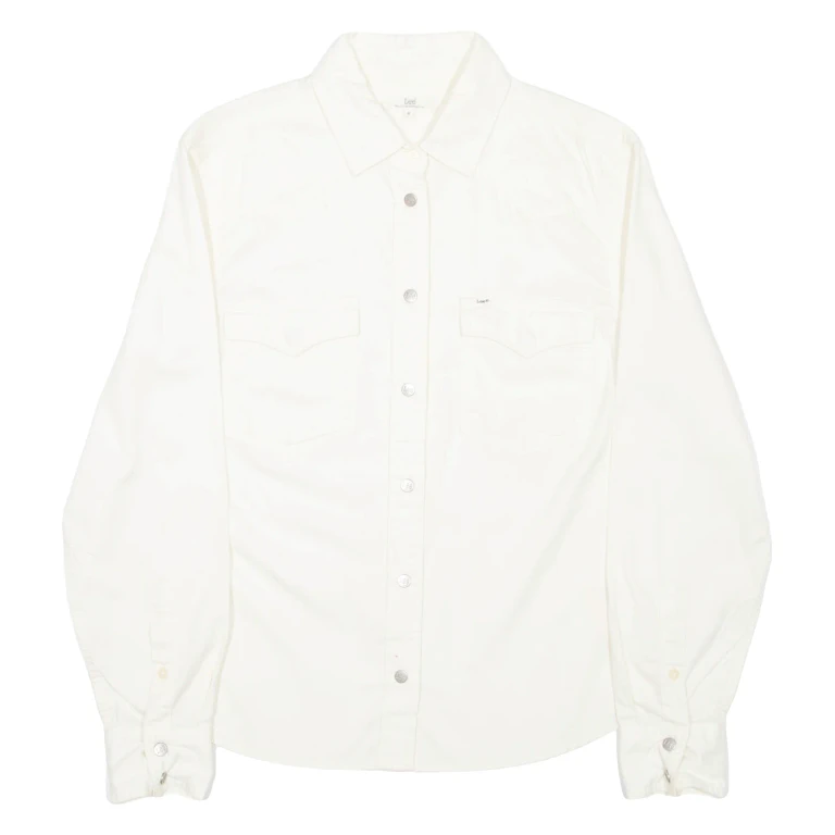 LEE Mens Plain Shirt Cream Long Sleeve M