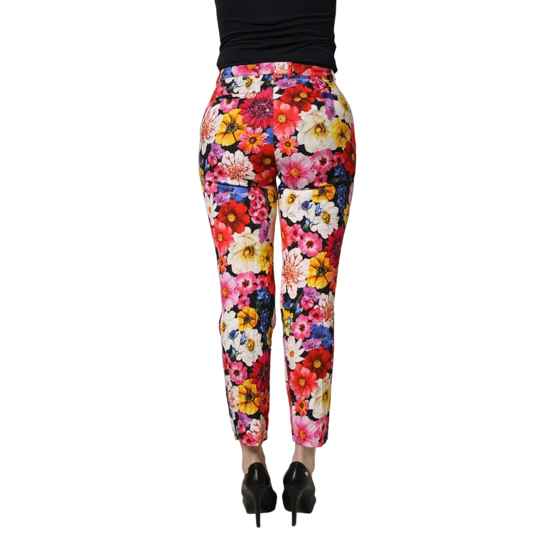 Dolce & Gabbana Multicolor Floral Print Tapered Trouser Pants Cotton Viscose Elastane - Women