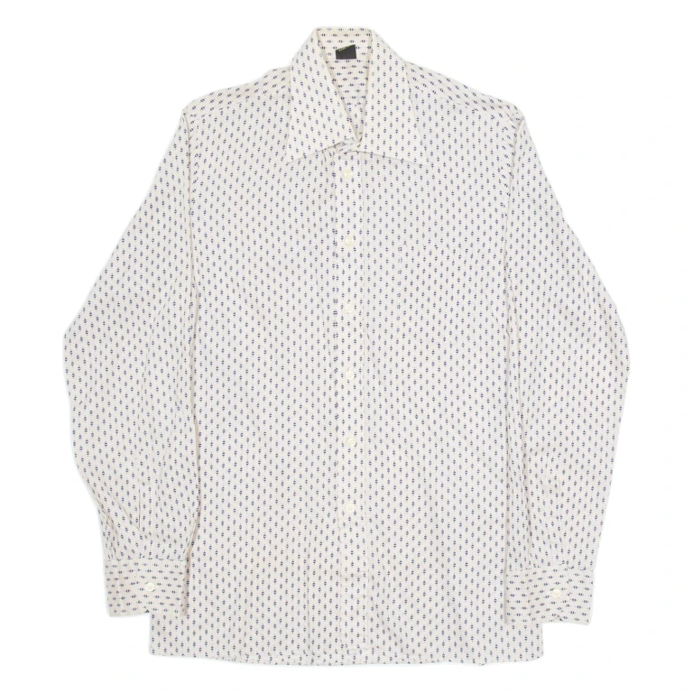 MALDE Womens Shirt Beige Geometric Long Sleeve M