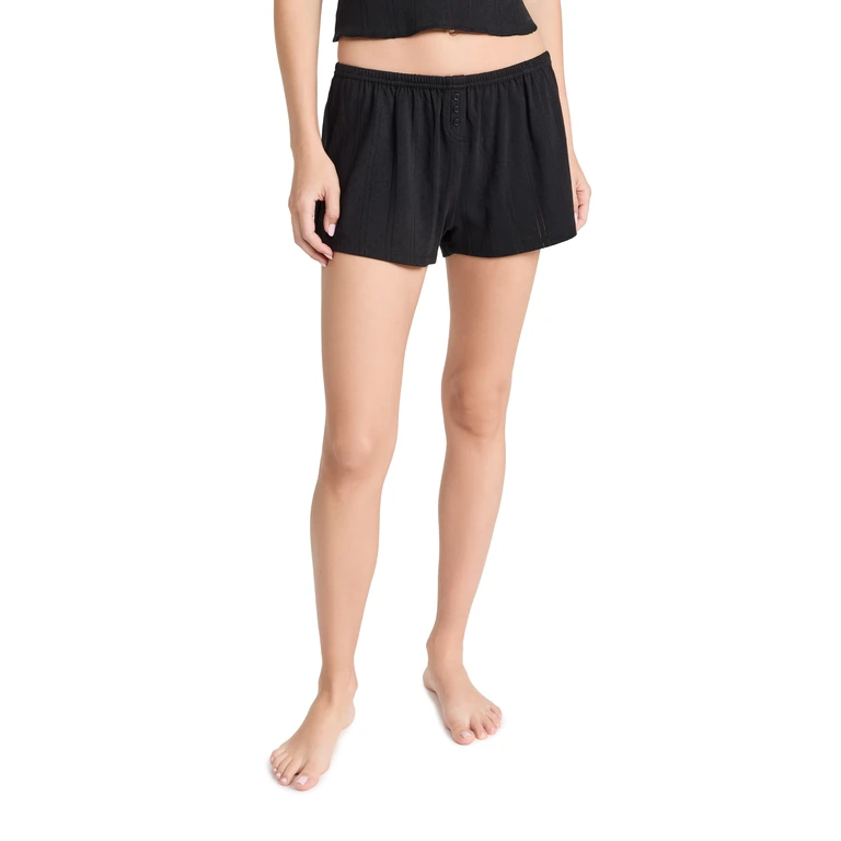 COUCOU The Shorts: Pointelle Black XS
