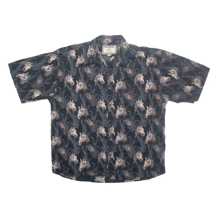 BRIT & BRIDLE Mens Shirt Black Crazy Pattern XL