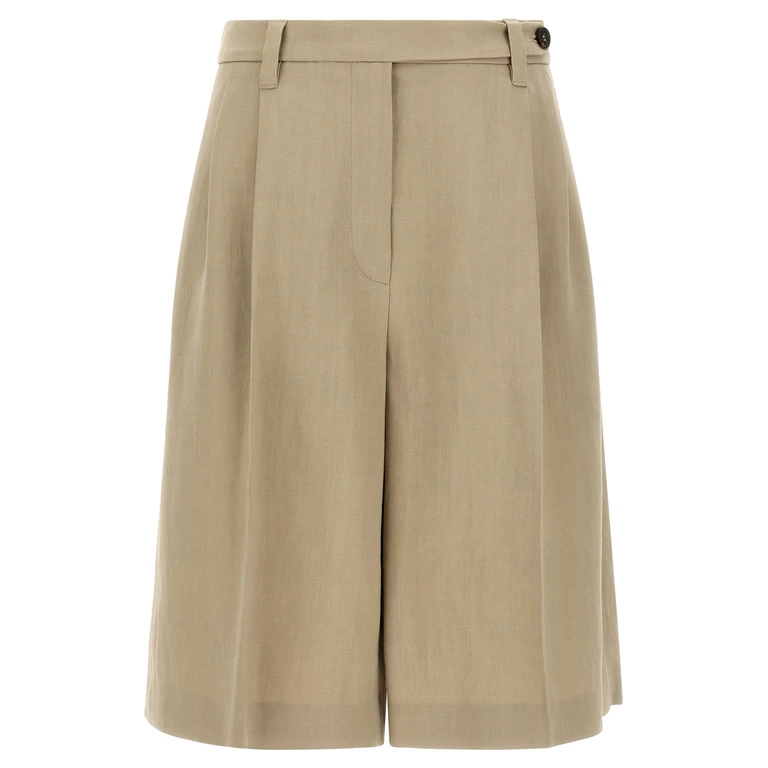 Brunello Cucinelli Beige Viscose Bermuda Shorts - Women