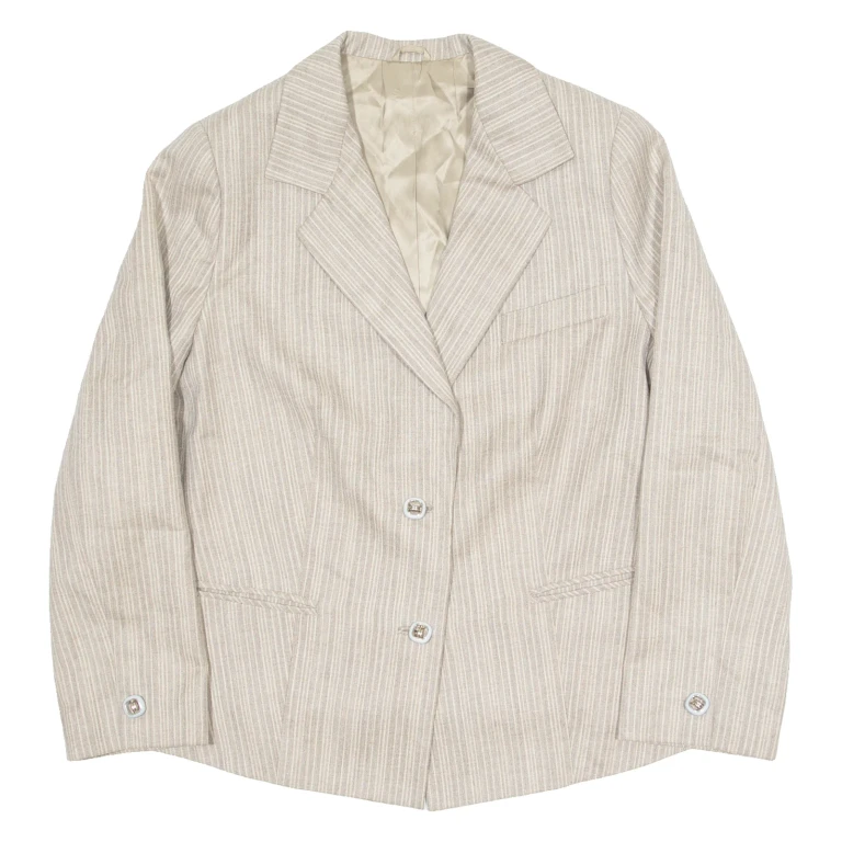 Womens Blazer Jacket Grey 90s Striped L