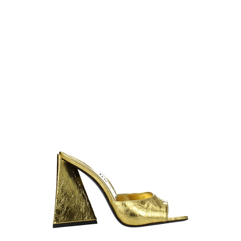 The Attico Gold Leather Platform Sandals - Women