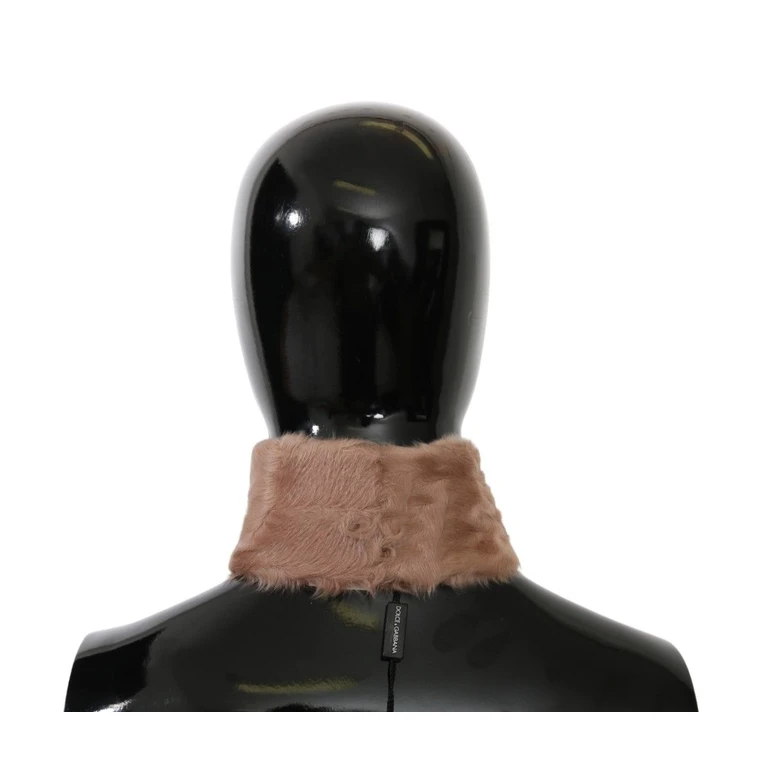 Beige Fur Neck Collar Lambskin Scarf - Women