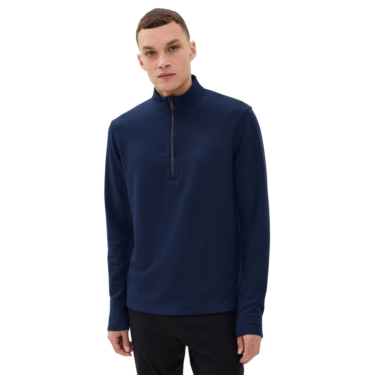 Greyson Troy Textured Fleece Quarter Zip Maltese Blue XL