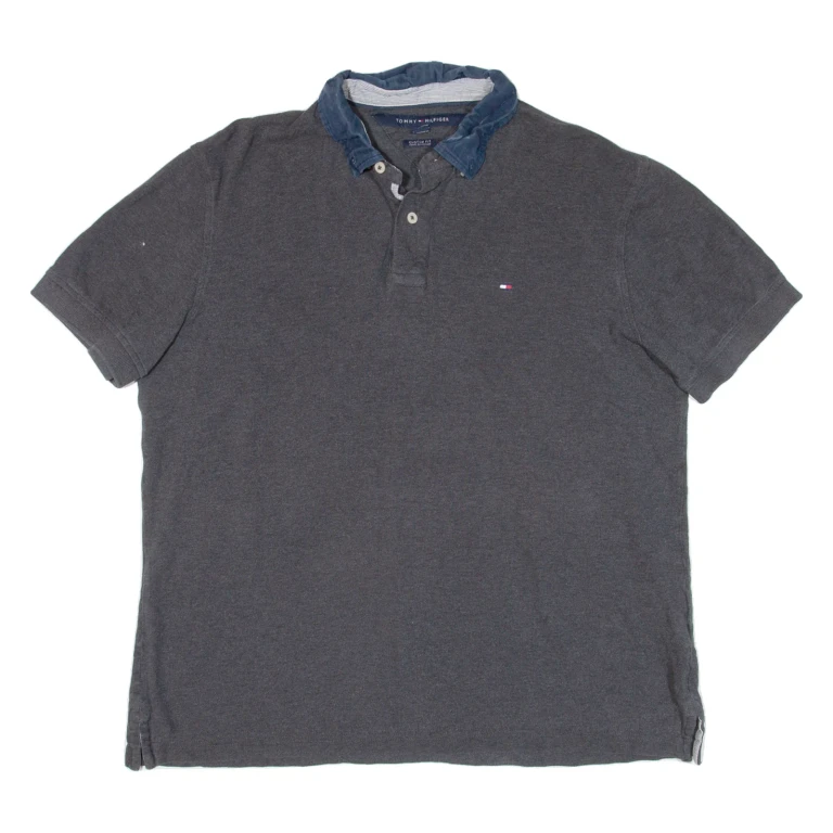 TOMMY HILFIGER Custom Fit Mens Polo Shirt Grey L