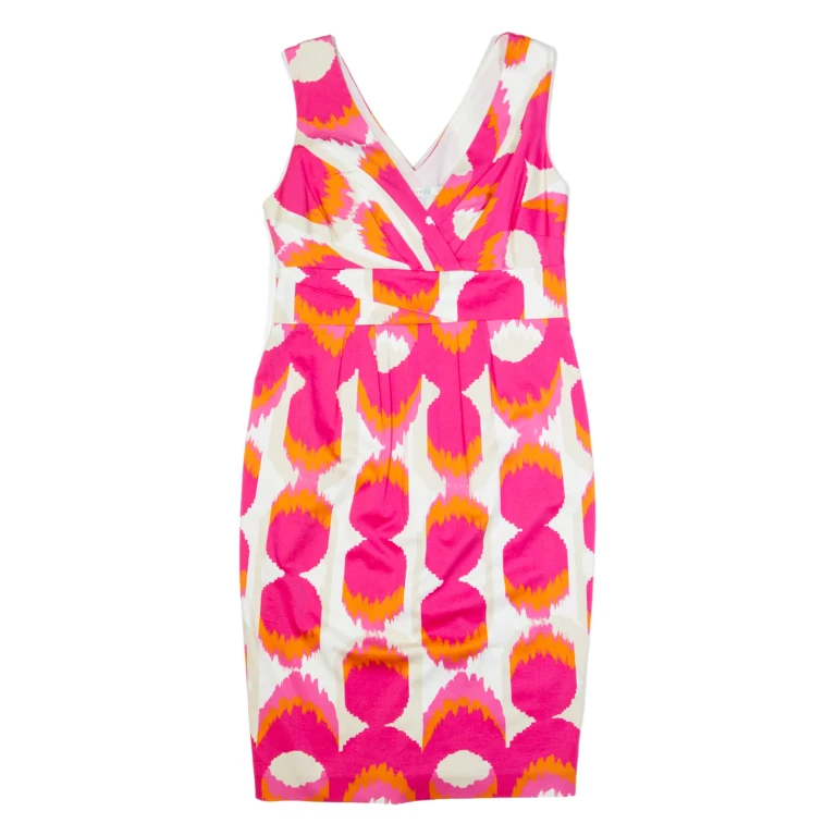 BODEN Womens Pencil Dress Pink Spotted Sleeveless Knee Length UK 10