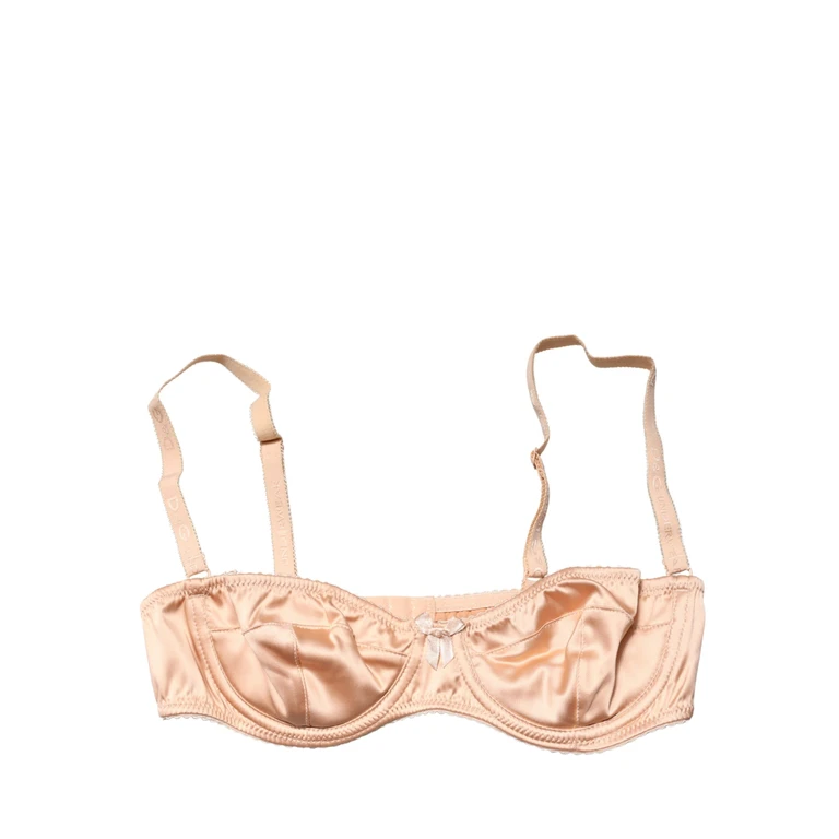 Dolce & Gabbana Beige Semi-Pad Underwire Balconette Bra Underwear Elastane Silk Clothing - Women