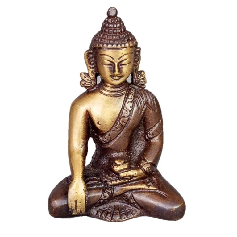 Sitting Buddha in Meditation Pose two-tone color in Brass (OMS91319)