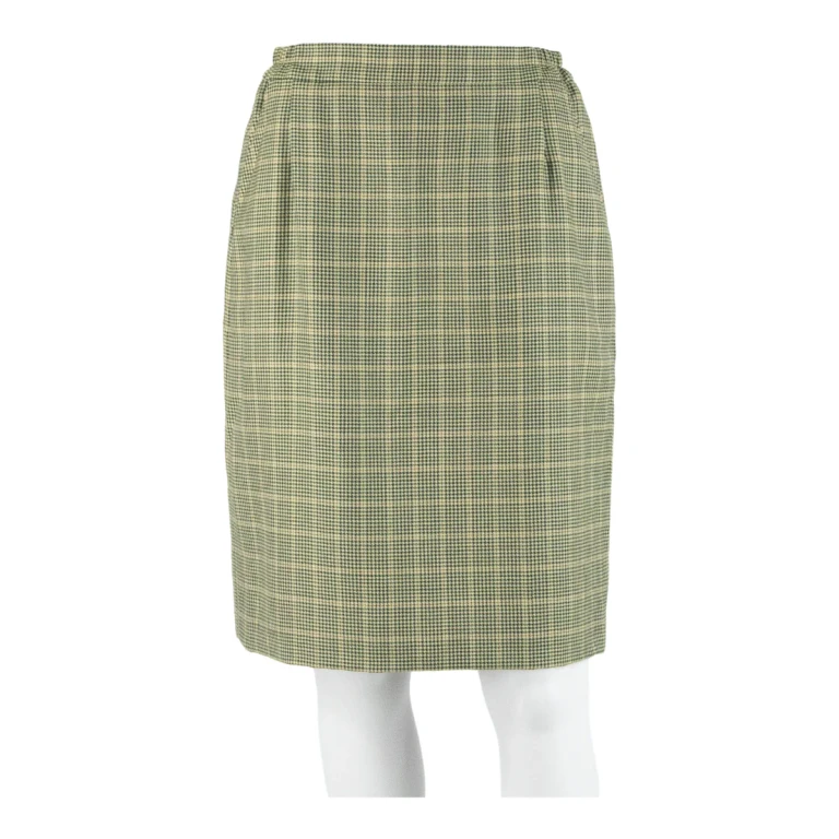 BURBERRY Womens Pencil Skirt Green Knee Length 90s Houndstooth M