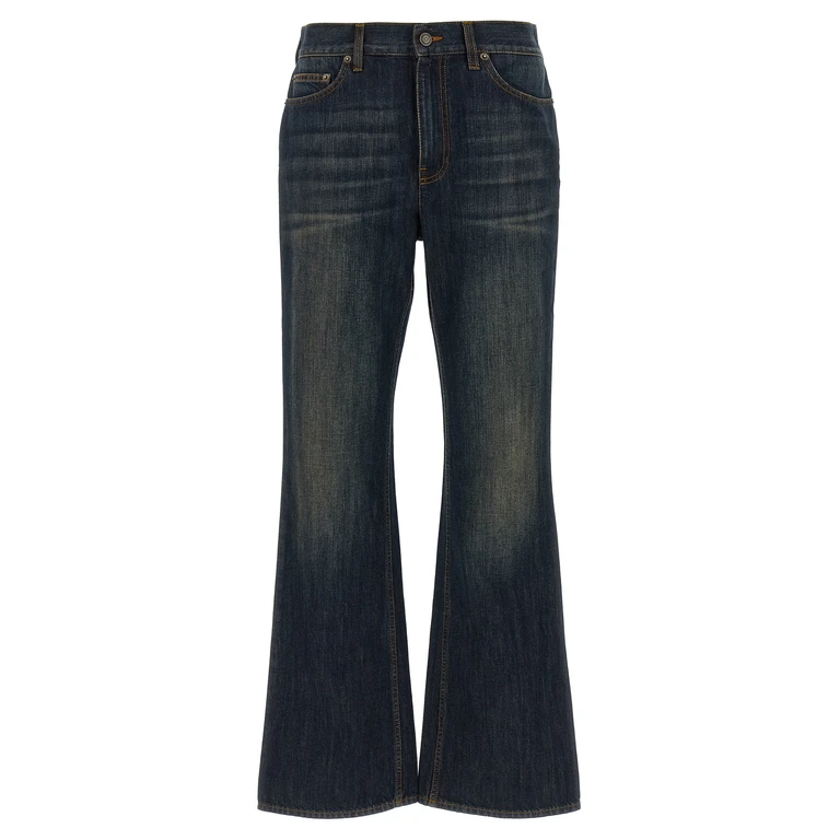 Blue Cotton Flared Jeans Clothing - Women