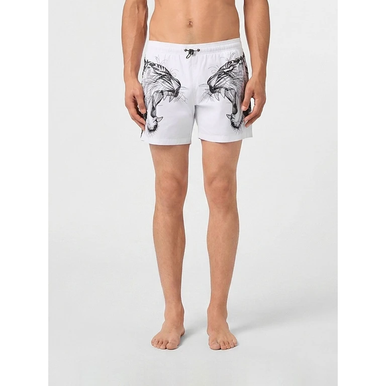 Polyester Swim Shorts with Graphic Print and Drawstring Waist (SAFCMMT0441STE003N01)