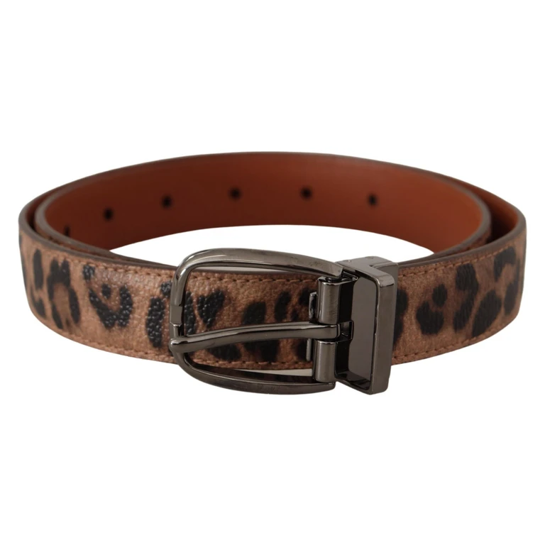 Dolce & Gabbana Brown Leopard Embossed Leather Buckle Belt - Women