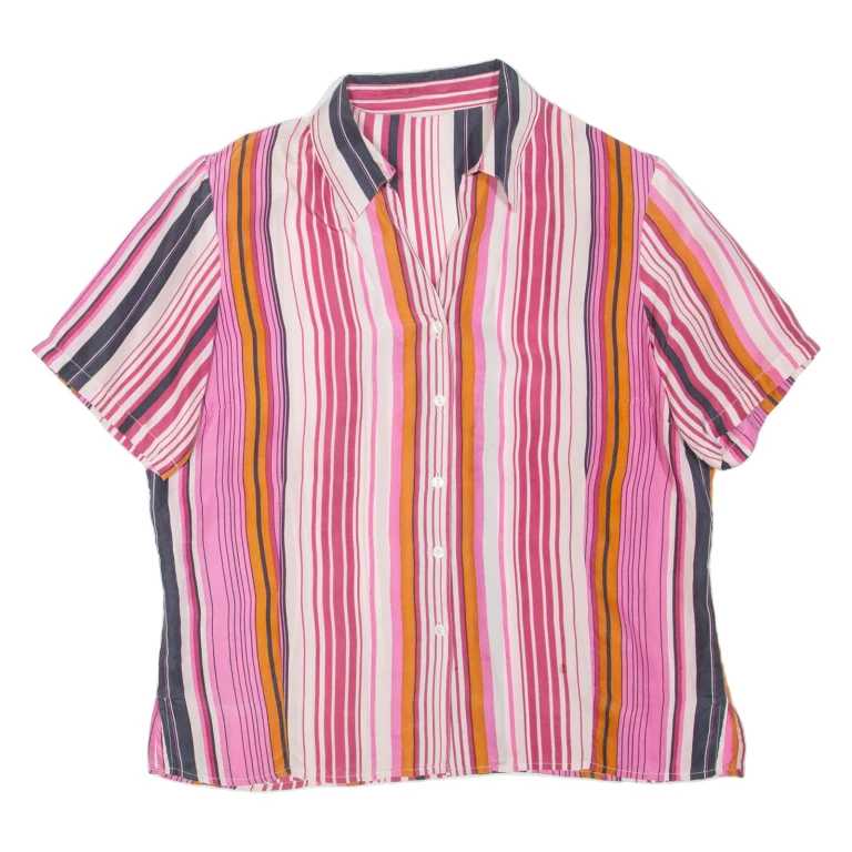 Womens Printed Shirt Pink Collared Striped M