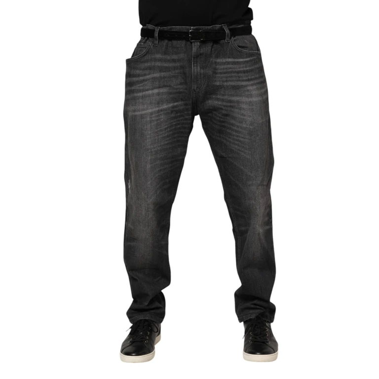 Dolce & Gabbana Gray Washed Cotton Loose Denim Jeans Elastane Clothing - Men