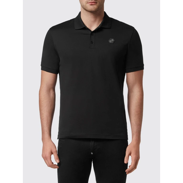Short-Sleeve Cotton Polo Shirt with Skull Print and Logo (FABCMTK5598PJY002N0201)