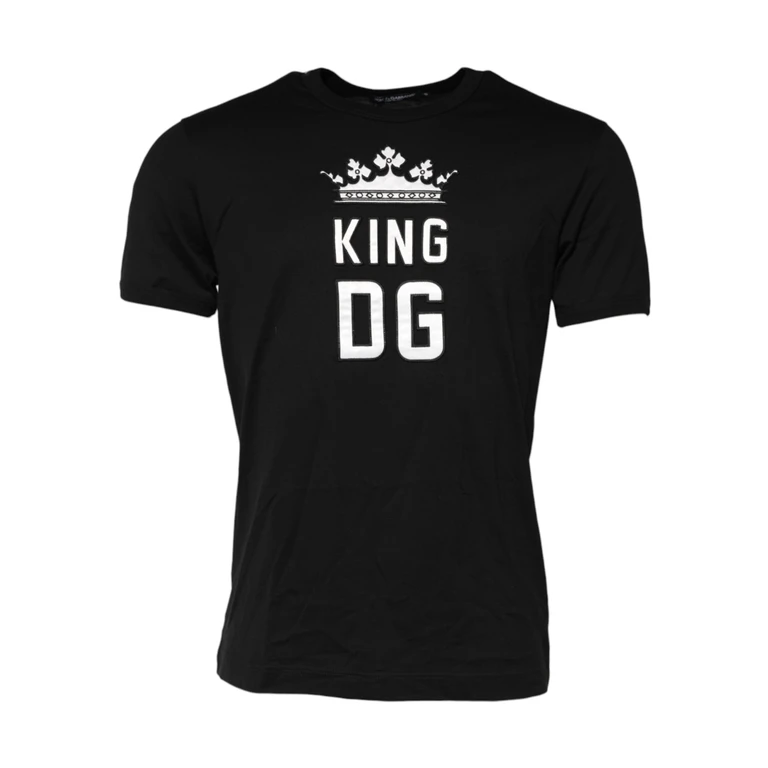 Dolce & Gabbana Black Dg King Crown Cotton Crew Neck T-Shirt - Men