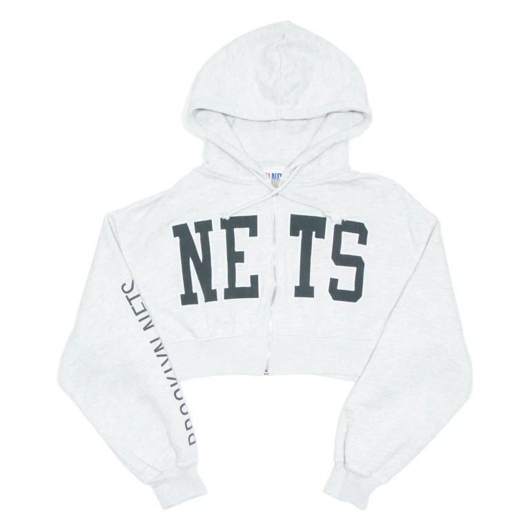 NBA Cropped Womens Grey Hoodie Full Zip M