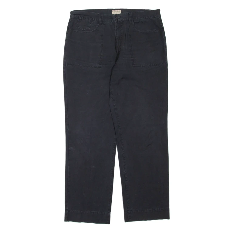 Mens Trousers Black Regular Straight W36 L32