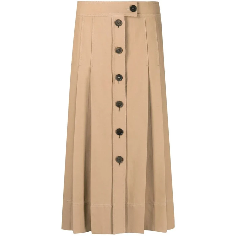 Buttoned-Up Pleated Skirt
