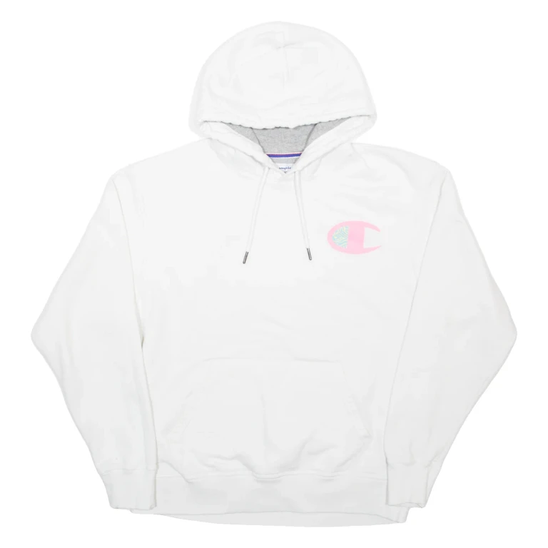 CHAMPION Womens White Hoodie L