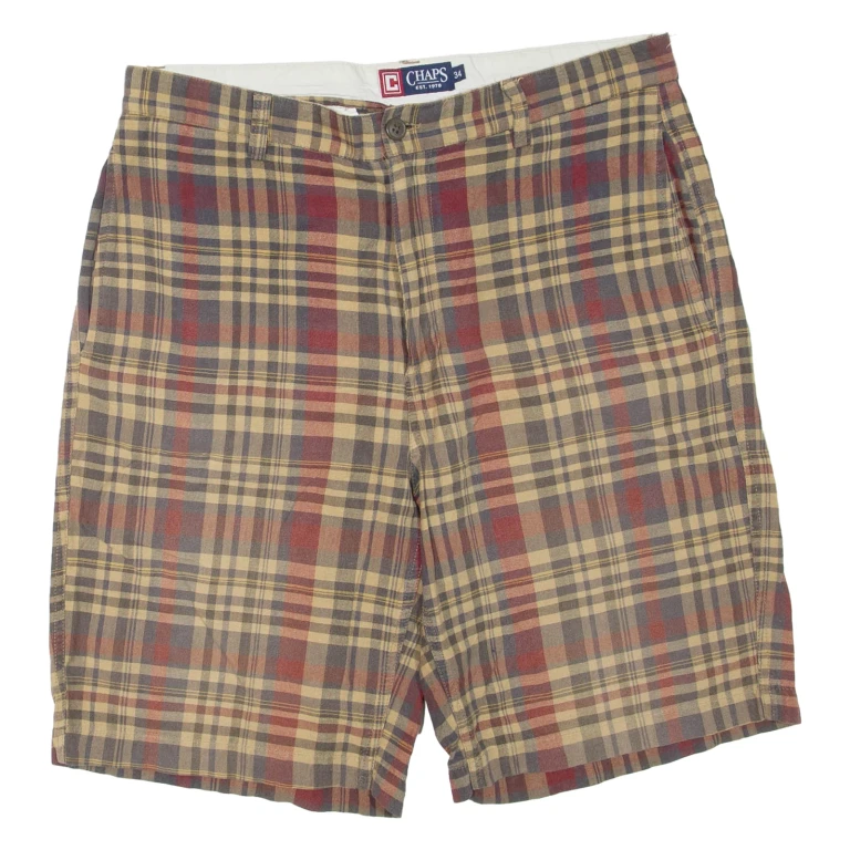 CHAPS Mens Chino Shorts Red Check M W34