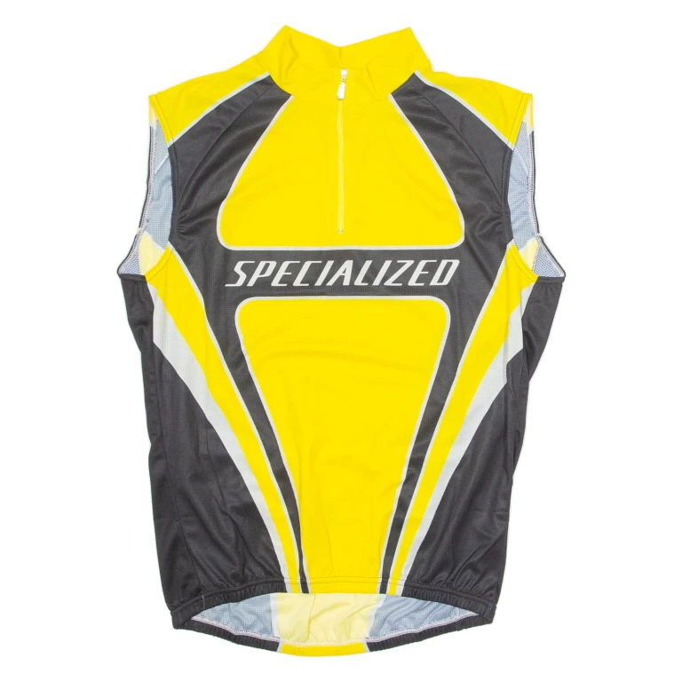 SPECIALIZED Cycling Mens Jersey Yellow Sleeveless 1/4 Zip 2XL