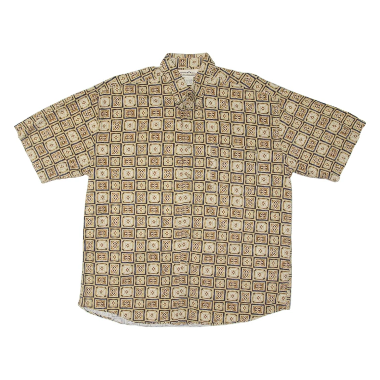 NATURAL ISSUE Mens Shirt Brown Geometric L