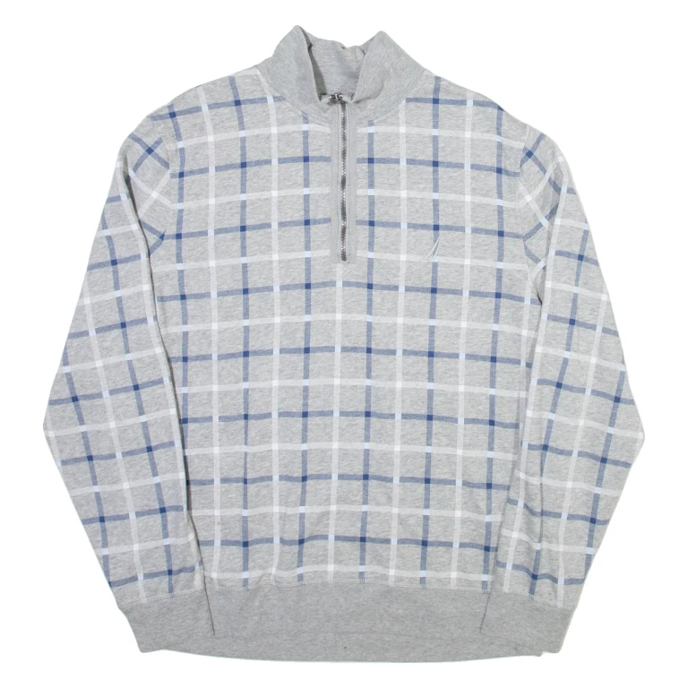 NAUTICA Mens Sweatshirt Grey 1/4 Zip L
