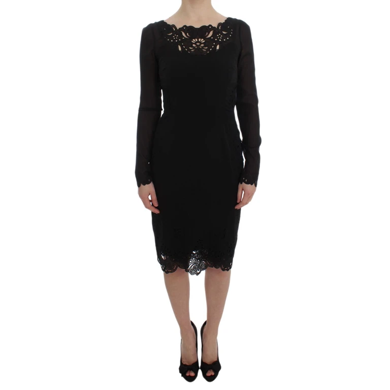 Black Silk Stretch Sheath Dress Elastane - Women