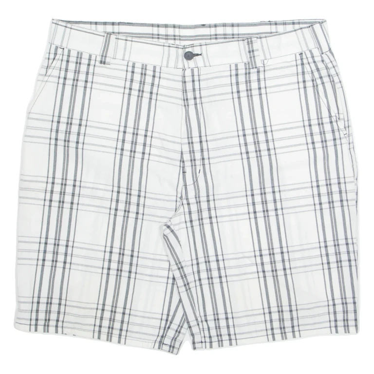 DICKIES Mens Casual Shorts White Check 2XL W40