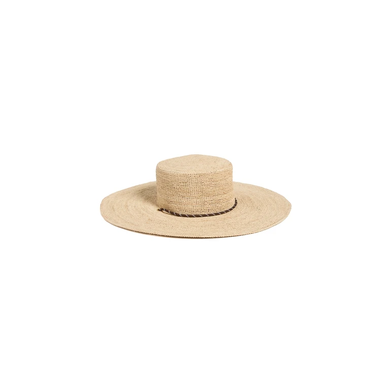 rag & bone Frankie Boater Hat Natural Crochet L
