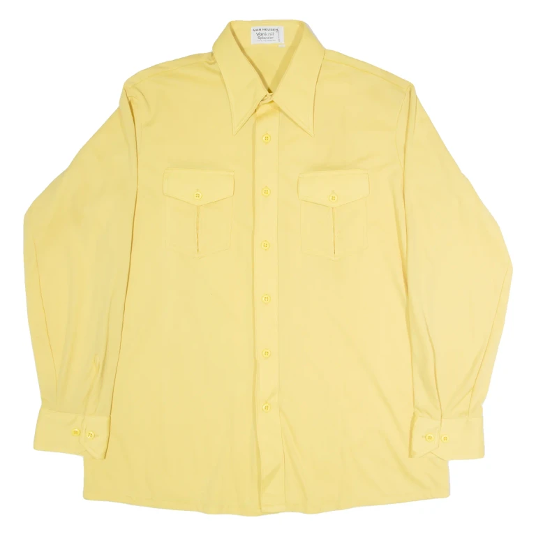 VANKIT SPLENDOR Mens Plain Shirt Yellow Long Sleeve XL