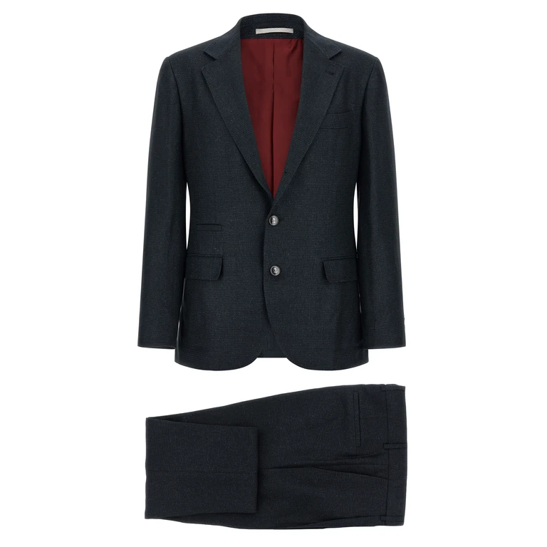Blue Silk Two-Piece Suit - Men