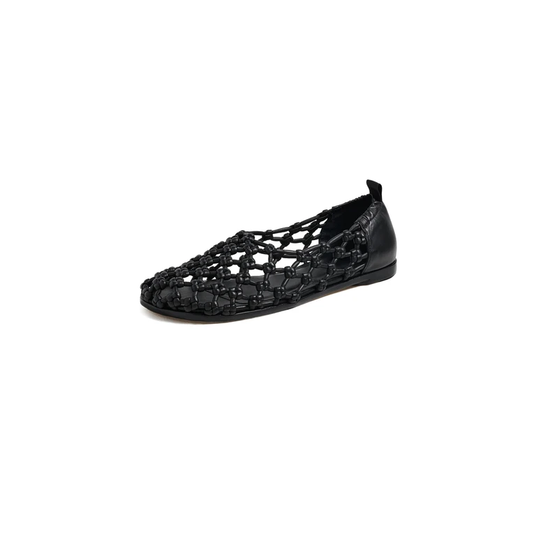 Freda Salvador Sally Knotted Ballet Flats Black Knotted Calf 6.5