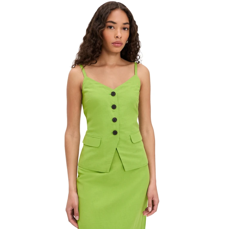 ALIGNE Linen Waistcoat Top Apple 6