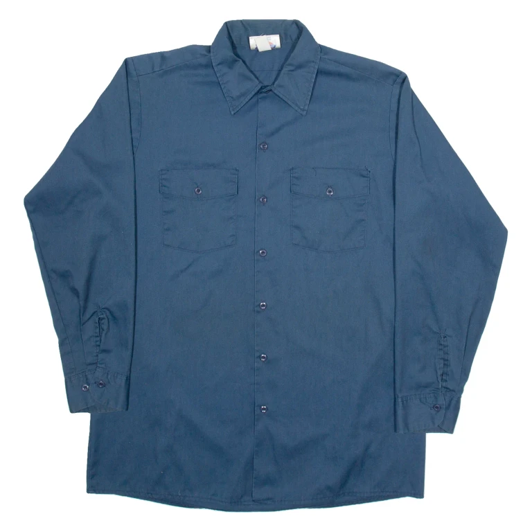 DICKIES Mens Worker Shirt Blue Long Sleeve L