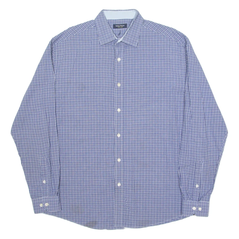 NAUTICA Mens Shirt Blue Check Long Sleeve L (LL2-301224-9101)