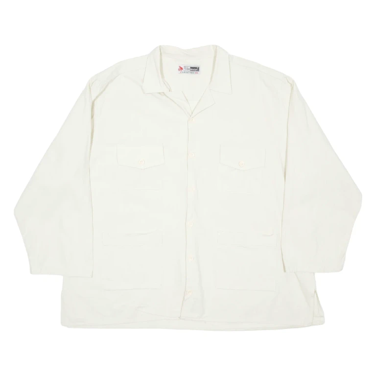 Mens Plain Shirt Beige 3/4 Sleeve 2XL