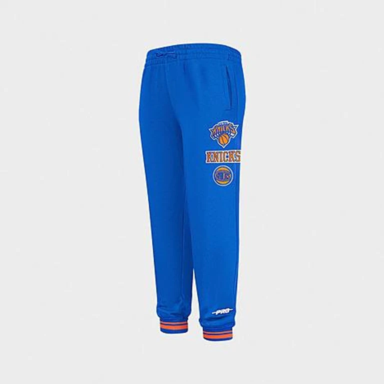 Pro Standard Big Kids New York Knicks NBA Retro Classics Fleece Jogger Pants in Royal Blue/Orange Size: Small