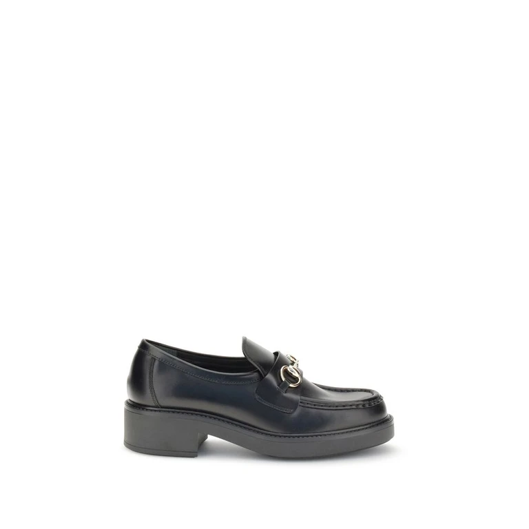 Gucci Black Calf Leather Bos Taurus Slip-On Loafers - Women
