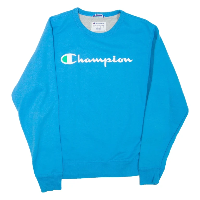CHAMPION Mens Sweatshirt Blue Crew Neck S