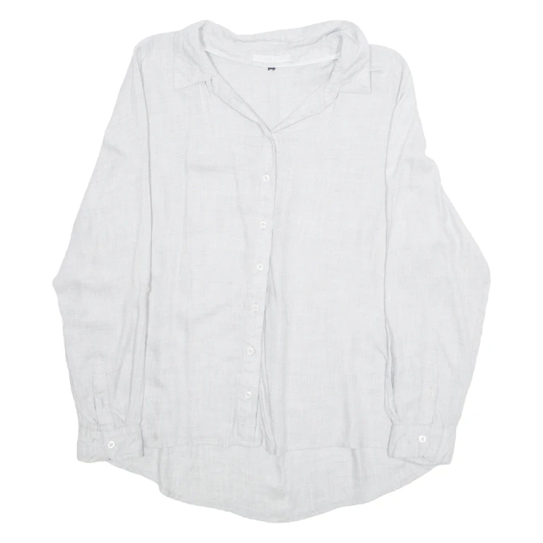 Womens Blouse Grey Collared Long Sleeve L