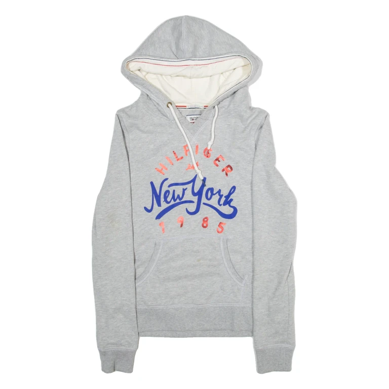 TOMMY HILFIGER Womens Grey Hoodie 90s S