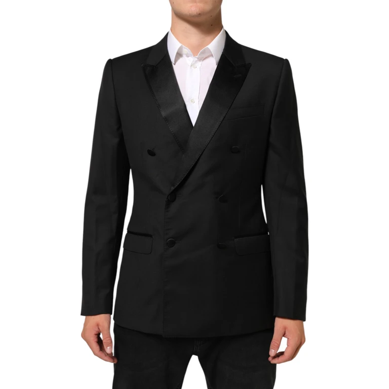 Dolce & Gabbana Black Martini Double-Breasted Suit Blazer Pl+se+wv - Men