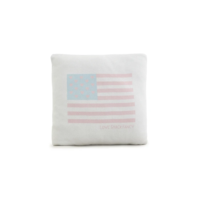 LoveShackFancy American Flag Pillow Weathered Rose One Size